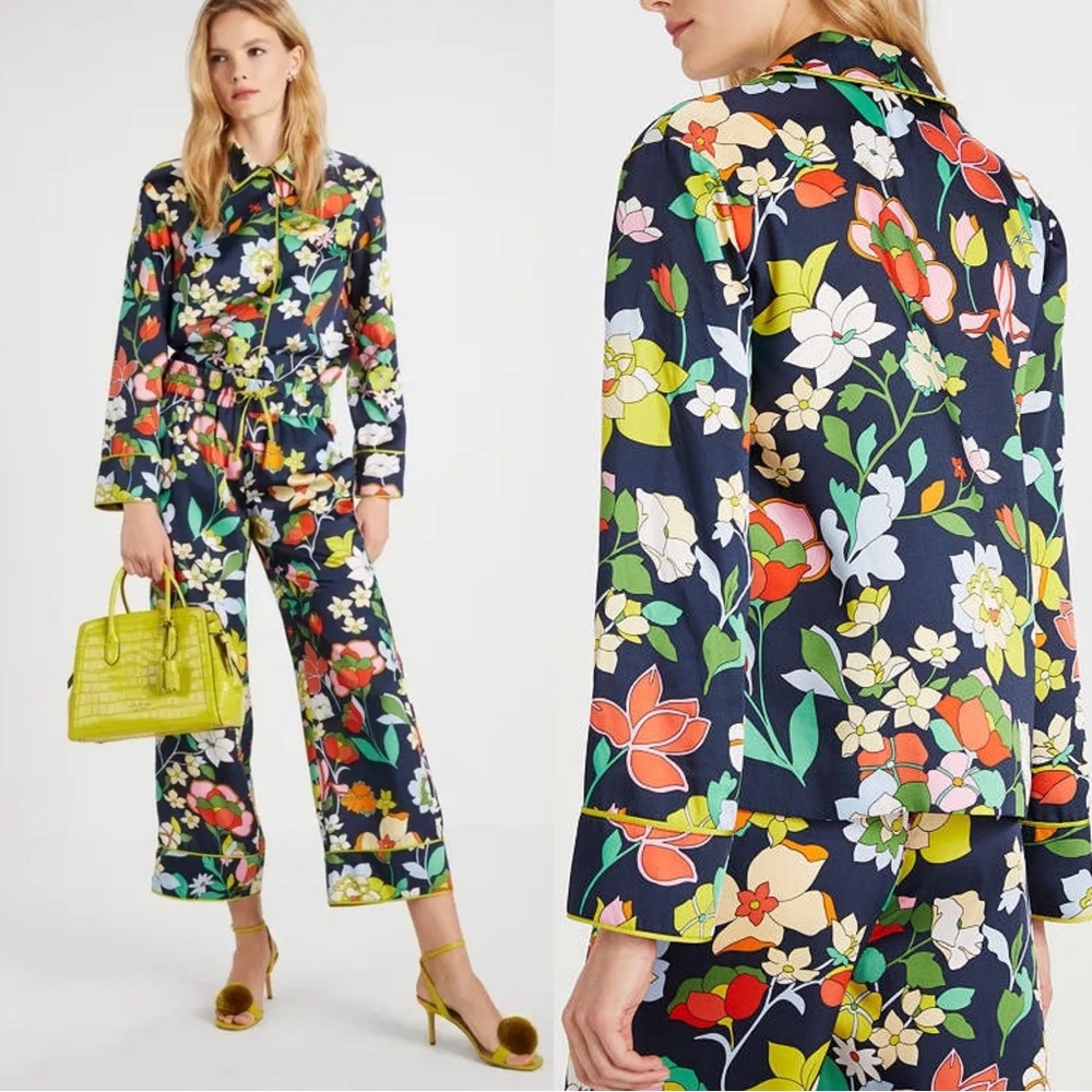 Kate Spade Flower Bed Twill Button Down Shirt Size Medium NWT Colorful Multi